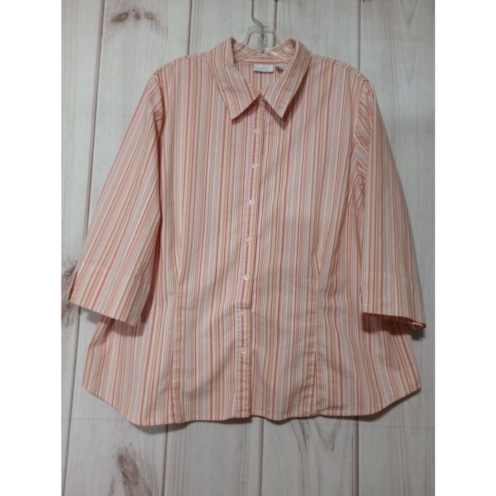 Apt 9 Shirt Ladies 2x Orange 3/4 Sleeve Button Front